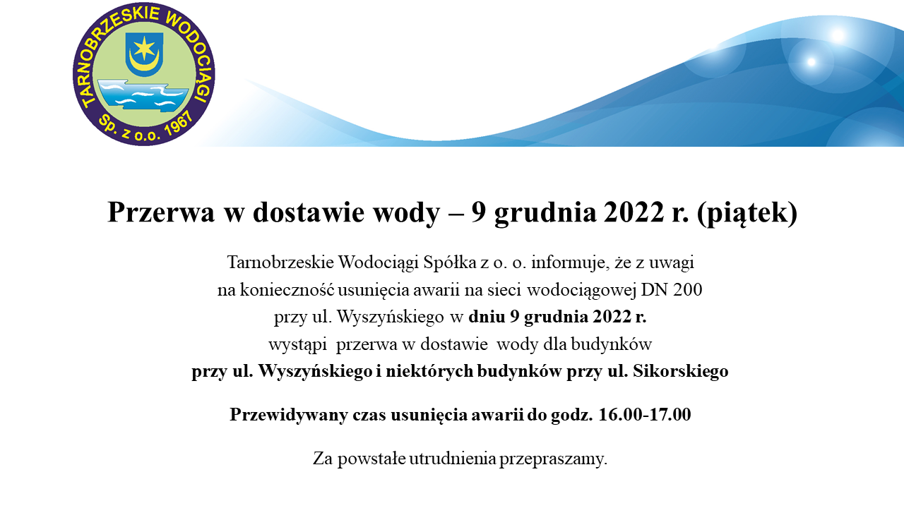 przerwa w dostawie wody os Centrum 2022 12 09